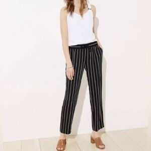LOFT Wide Leg Drawstring Black and White Striped Women's Pants Small